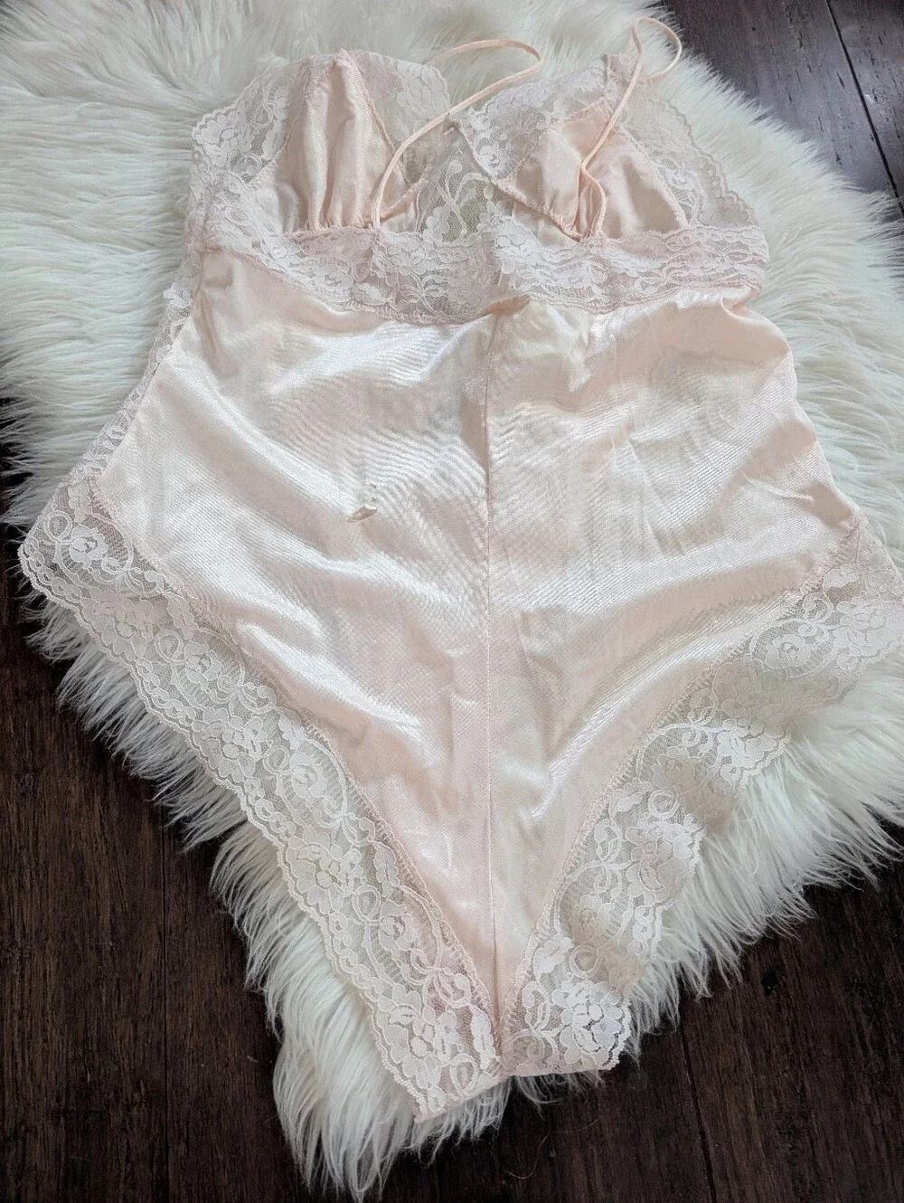 Vintage 1970s Undercover Wear Sheer Lace Teddy Robe Set M Medium Pale Pink - Picture 7 of 10
